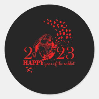 Pegatina Redonda Happy New Year 2023 Year Of The Rabbit Zodiac Sign