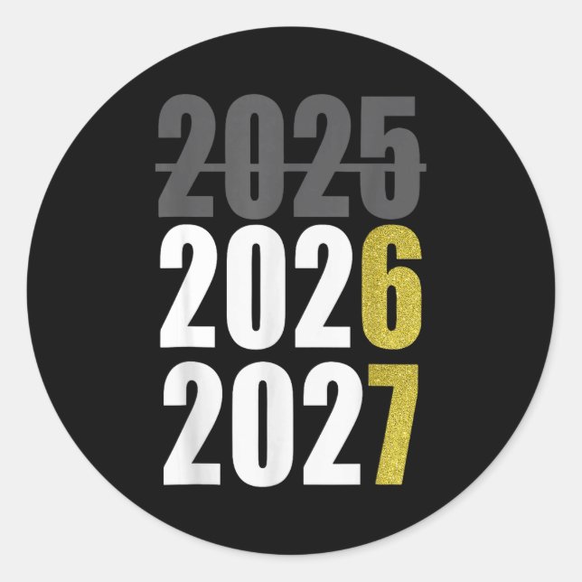 Pegatina Redonda Happy New Year 2026 2027 67 Meme Six Seven Kids Me (Anverso)