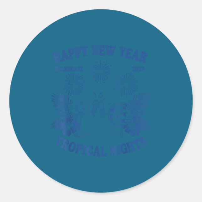 Pegatina Redonda Happy New Year Trocal Nights 2026 Celebration  (Anverso)