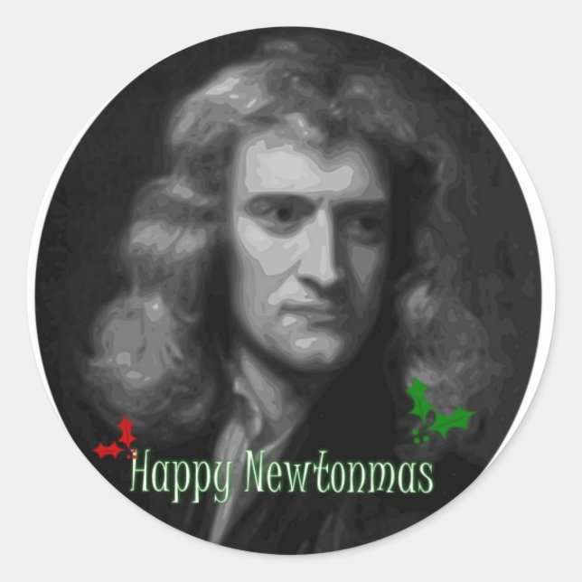 Pegatina Redonda ¡Happy Newtonmas! (Anverso)