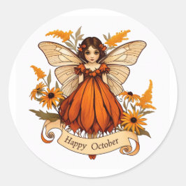 Pegatina Redonda Happy October Fairy