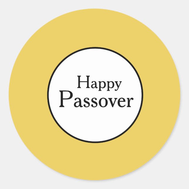 Pegatina Redonda Happy Passover Yellow White Round Sticker (Anverso)