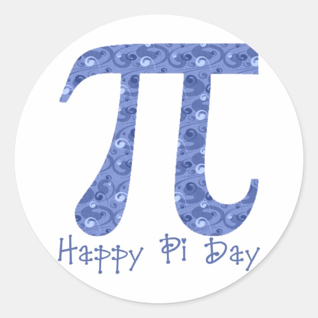 Pegatina Redonda Happy Pi Day Blue Swirls 2 (Anverso)