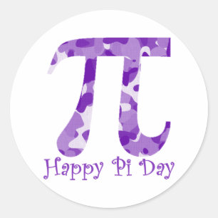 Pegatina Redonda Happy Pi Day Purple Camo
