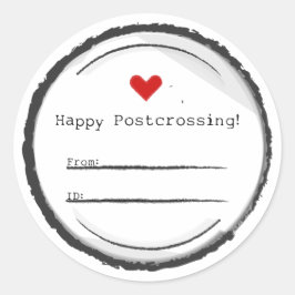 Pegatina Redonda Happy Postcrossing postcard stickers