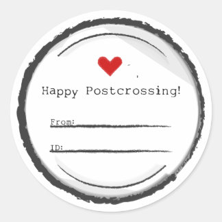 Pegatina Redonda Happy Postcrossing postcard stickers