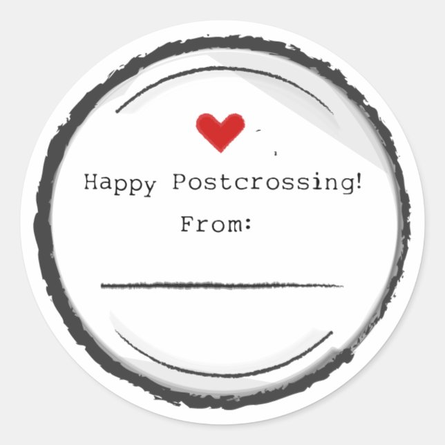 Pegatina Redonda Happy Postcrossing postcard stickers (Anverso)