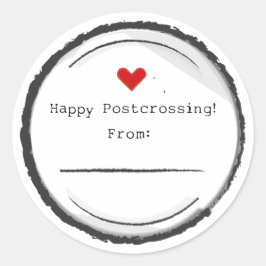 Pegatina Redonda Happy Postcrossing postcard stickers