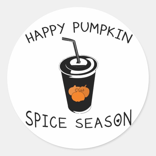 Pegatina Redonda Happy pumpkin spice season (Anverso)