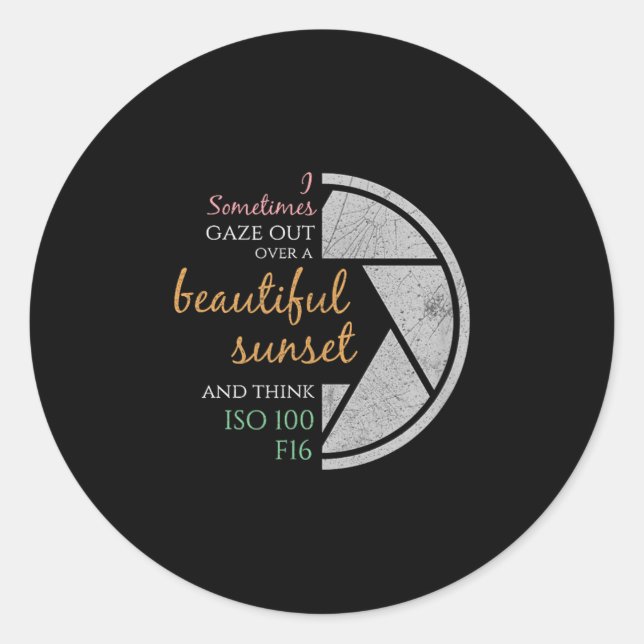 Pegatina Redonda Happy Quote Funny Camera Settings &amp; Fotografía (Anverso)