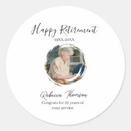 Pegatina Redonda Happy retirement year name circle photo retired