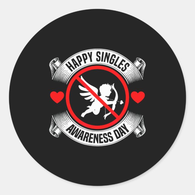 Pegatina Redonda Happy Singles Awareness Day Anti Cud Anti Valentin (Anverso)