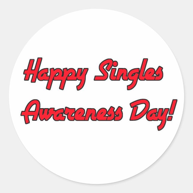 Pegatina Redonda Happy Singles Awareness Day Text Design (Anverso)