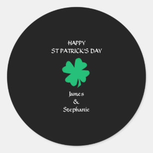 Pegatina Redonda Happy St Patrick's Day 2024 Custom Name Shamrock