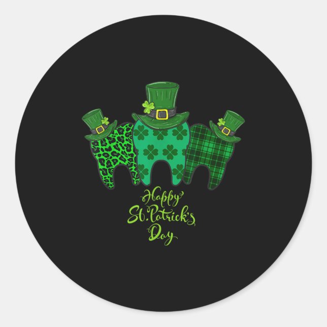 Pegatina Redonda Happy St Patrick's Day Dental Istant Tooth Patrick (Anverso)