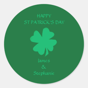 Pegatina Redonda Happy St Patrick's Day Green Shamrock Name 2024