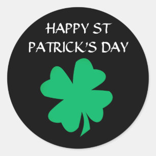 Pegatina Redonda Happy St Patrick's Day Irish Shamrock Leaf 2024