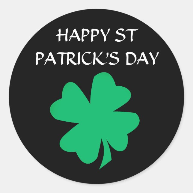Pegatina Redonda Happy St Patrick's Day Irish Shamrock Leaf 2024 (Anverso)