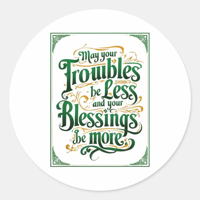 Pegatina Redonda Happy St. Patrick's Day Motivational Quote Apparel (Anverso)