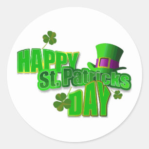Pegatina Redonda Happy St. Patrick's Day Text