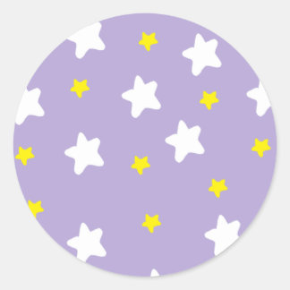 Pegatina Redonda Happy Stars Purple