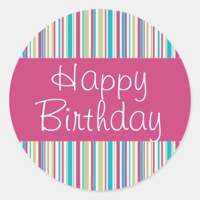 Pegatina Redonda Happy Stripes Happy Birday Seal (Anverso)