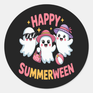 Pegatina Redonda Happy Summerween Summer Halloween Funny