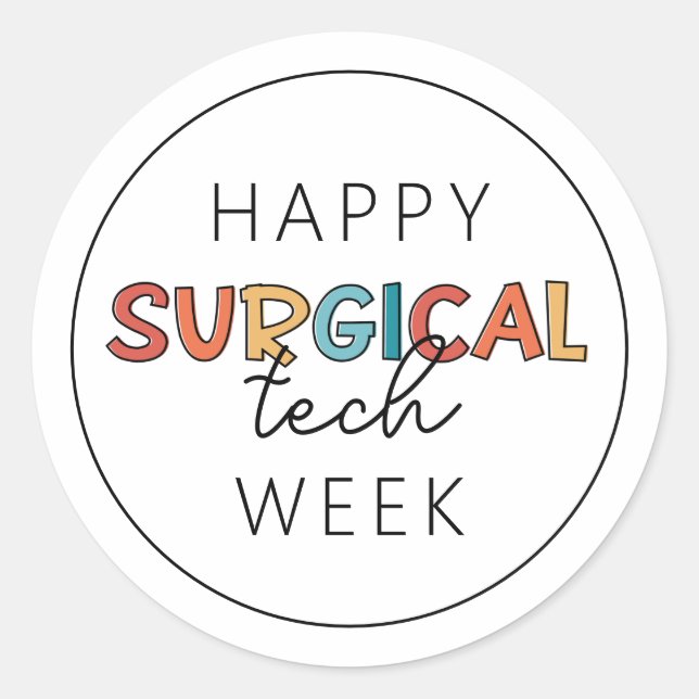 Pegatina Redonda Happy Surgical Tech Week (Anverso)