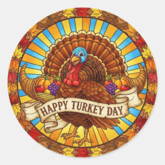 PEGATINA REDONDA HAPPY TURKEY DAY