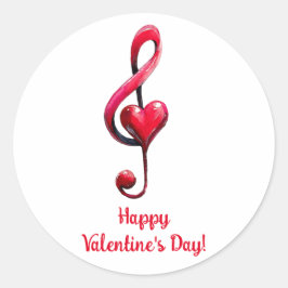 Pegatina Redonda Happy Valentine’s Day Music of Love