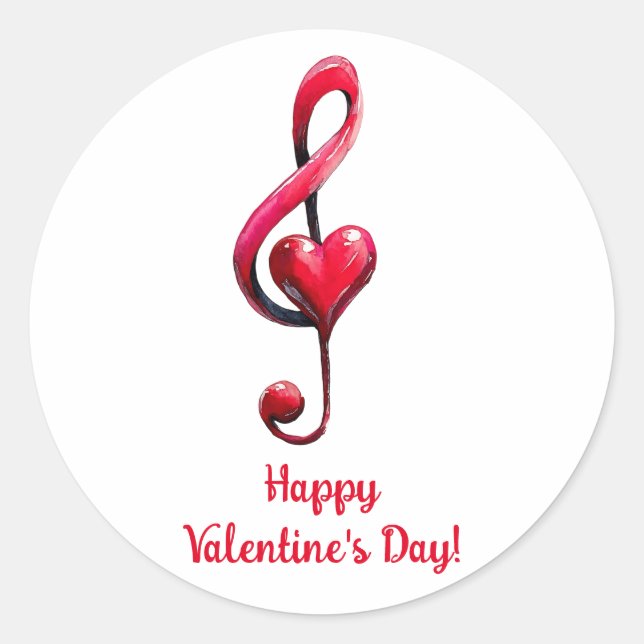 Pegatina Redonda Happy Valentine’s Day Music of Love (Anverso)