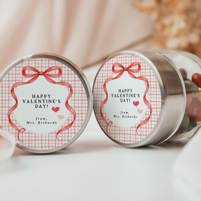 Pegatina Redonda Happy Valentine’s Day Personalized Teacher Sticker (Subido por el creador)