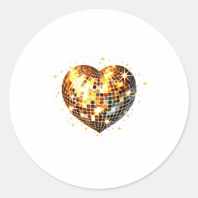 Pegatina Redonda Happy Valentine's Day Funny Gold Coquette Disco Ba (Anverso)
