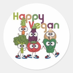 Pegatina Redonda Happy Vegan