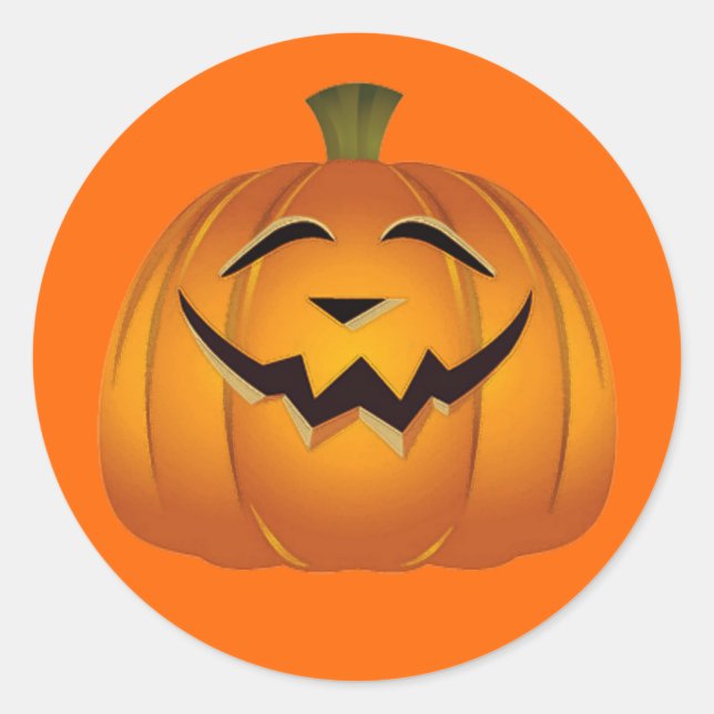 Pegatina Redonda Happy Vintage Jack 'o Lantern - Halloween (Anverso)