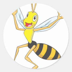 Pegatina Redonda Happy Wasp Insect