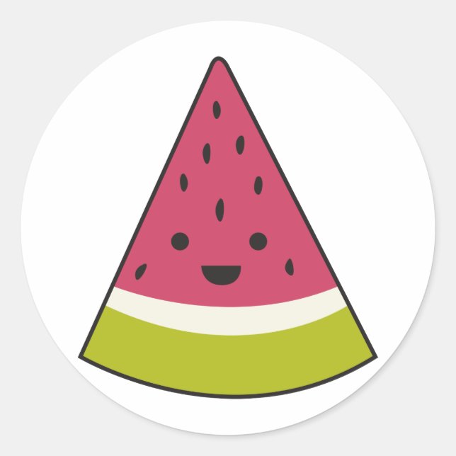 Pegatina Redonda Happy Watermelon (Anverso)