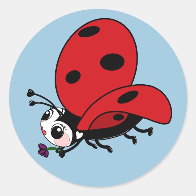Pegatina Redonda Happy Wings Ladybug (Anverso)