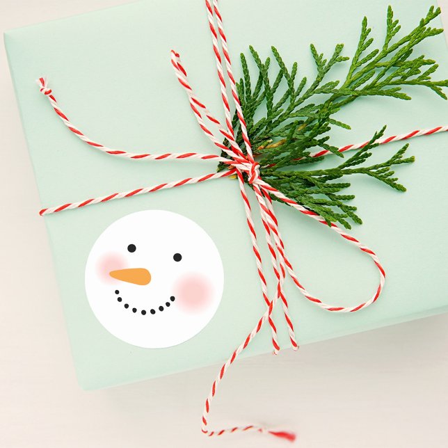 Pegatina Redonda Happy Winter Snowman Face (Subido por el creador)