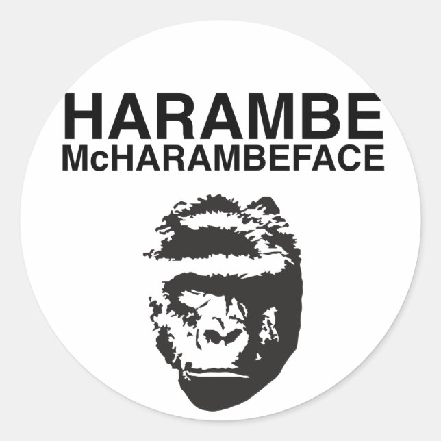 Pegatina Redonda Harambe McHarambeface (Anverso)