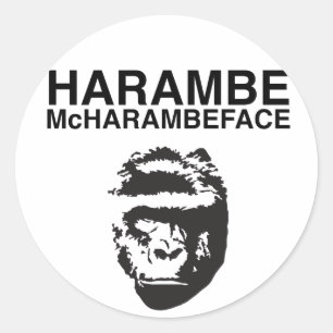 Pegatina Redonda Harambe McHarambeface
