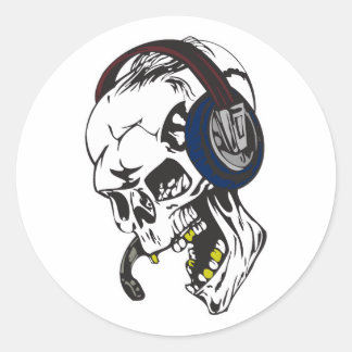 Pegatina Redonda hardcore dee jay skull