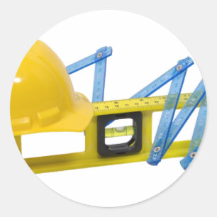 Pegatina Redonda HardHatLevelConstruction062509