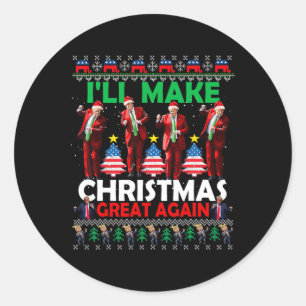 Pegatina Redonda Haré grandes Navidades de nuevo baile de Santa Tru