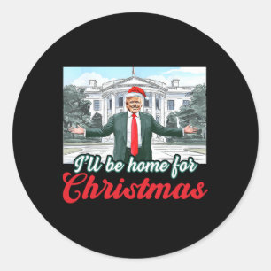 Pegatina Redonda Haré Hogar A Los Navidades Trump Divertidos Pajama