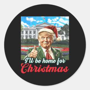 Pegatina Redonda Haré Hogar A Los Navidades Trump Divertidos Pajama