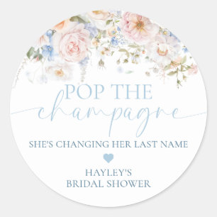 Pegatina Redonda Hargrove Blue Floral Pop La Ducha De Champagne