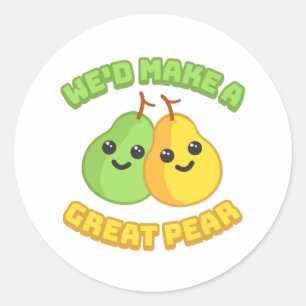 Pegatina Redonda ¡Haríamos un Gran Oso! Personalizado Cute Pear