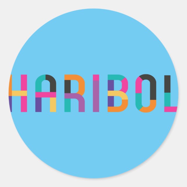 Pegatina Redonda Haribol Nitai Gaur (Anverso)