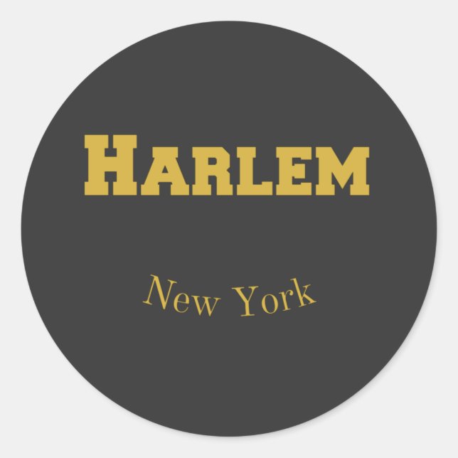 Pegatina Redonda Harlem New York Gold (Anverso)